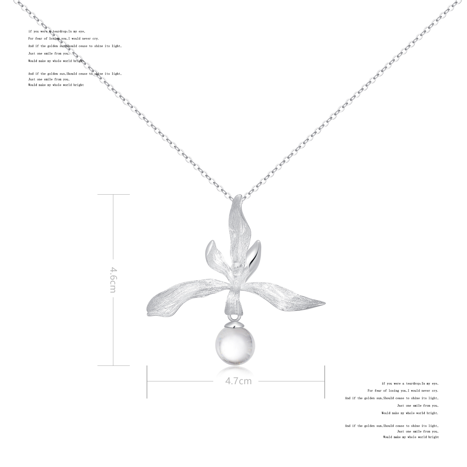 NO SOLUTION Silver Orchid Crystal Necklace