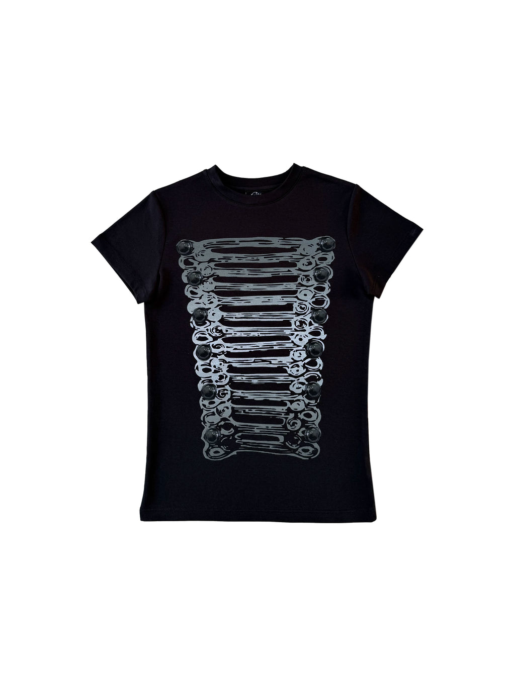 CHAI Cartoon Button Slim Elastic Tee