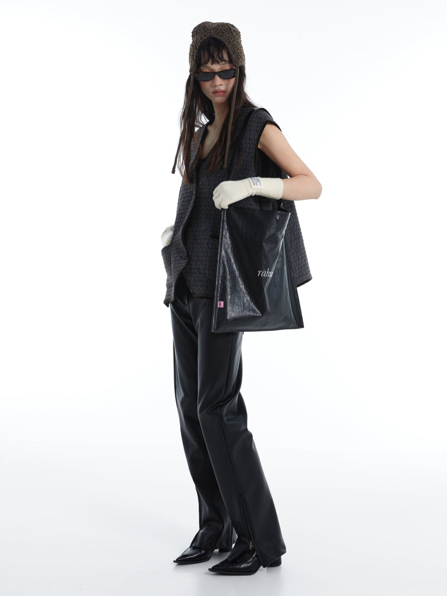 DirtySix "rahrah!" bag 5 colors contrasting embroidery thread soft leather tote bag