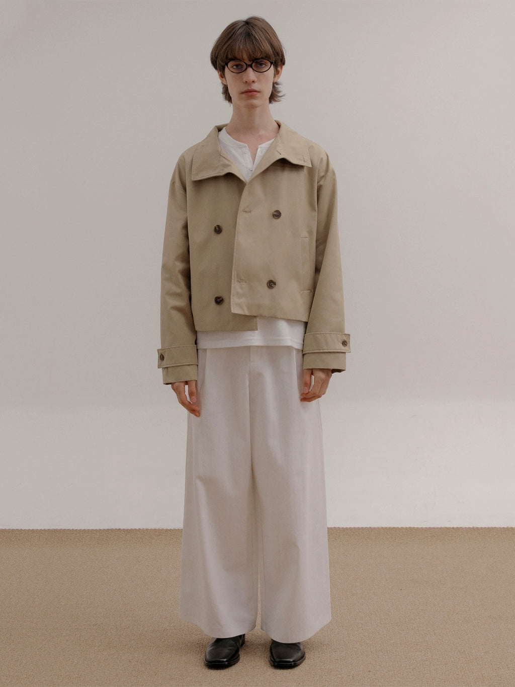 COLN Double-breasted Short Trench Coat