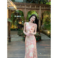 ZIHE New Chinese Mesh Fishtail Cheongsam Dress