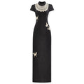 ZIHE Retro Satin Butterfly Dress