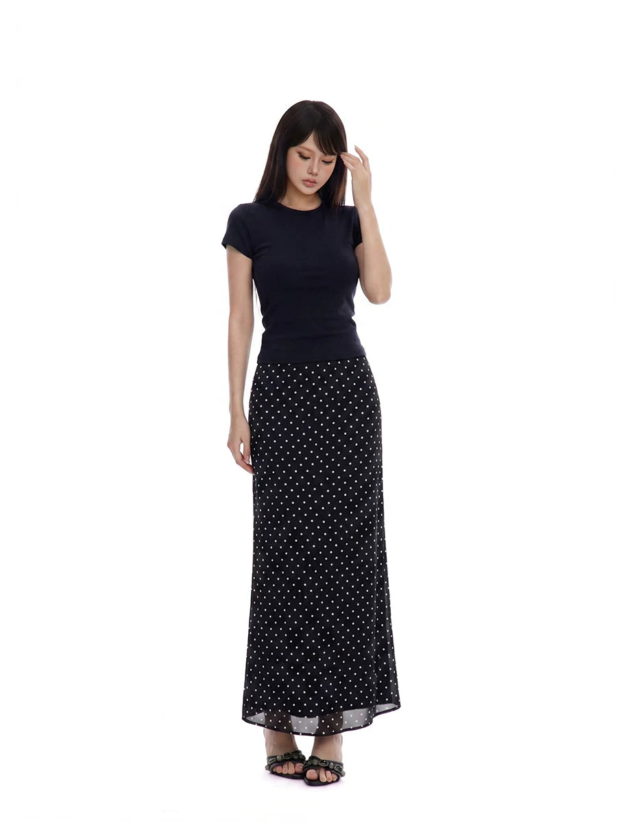 WITHMIN Polka Dot Mesh Skirt