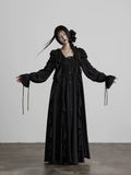 INDULGE Square Neck Waist Long Sleeve Dress