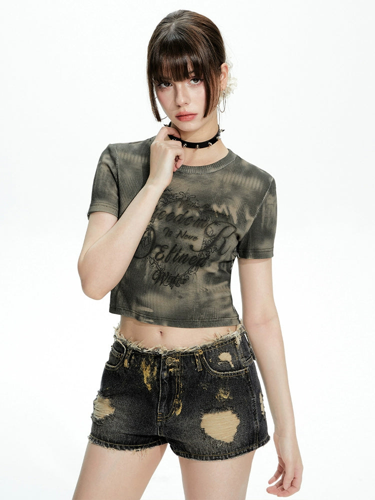 Imone Retro Tie-dye Printing Pit Strip Tee