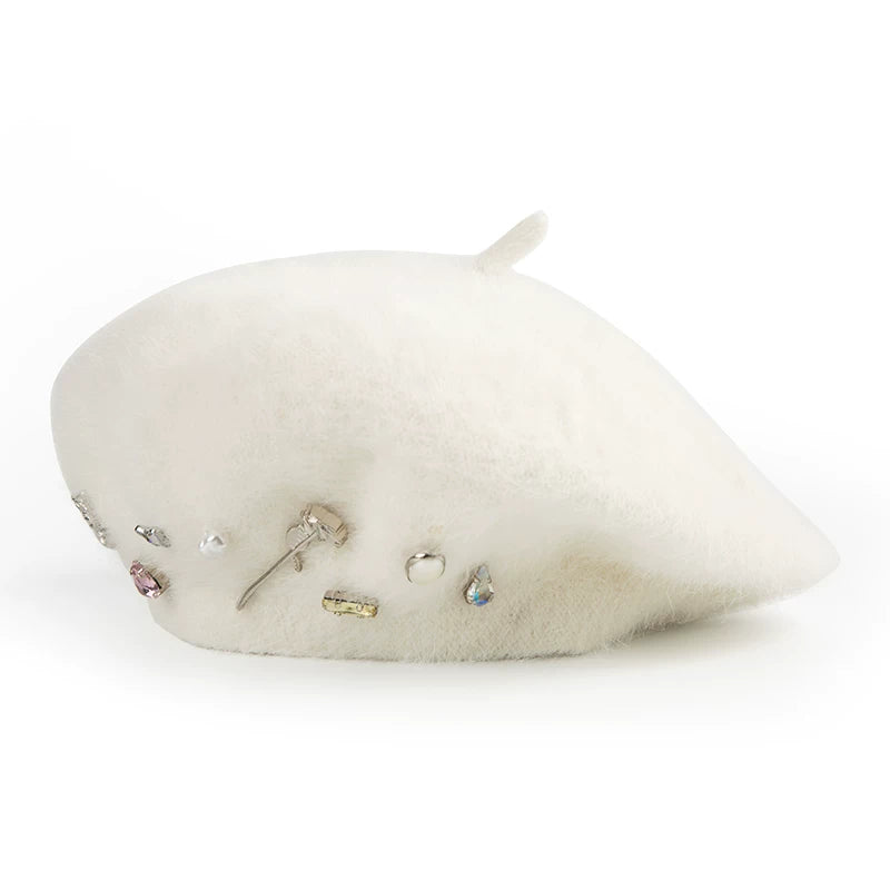 SunsetPark Butterfly Rose Rhinestone Combination Beret