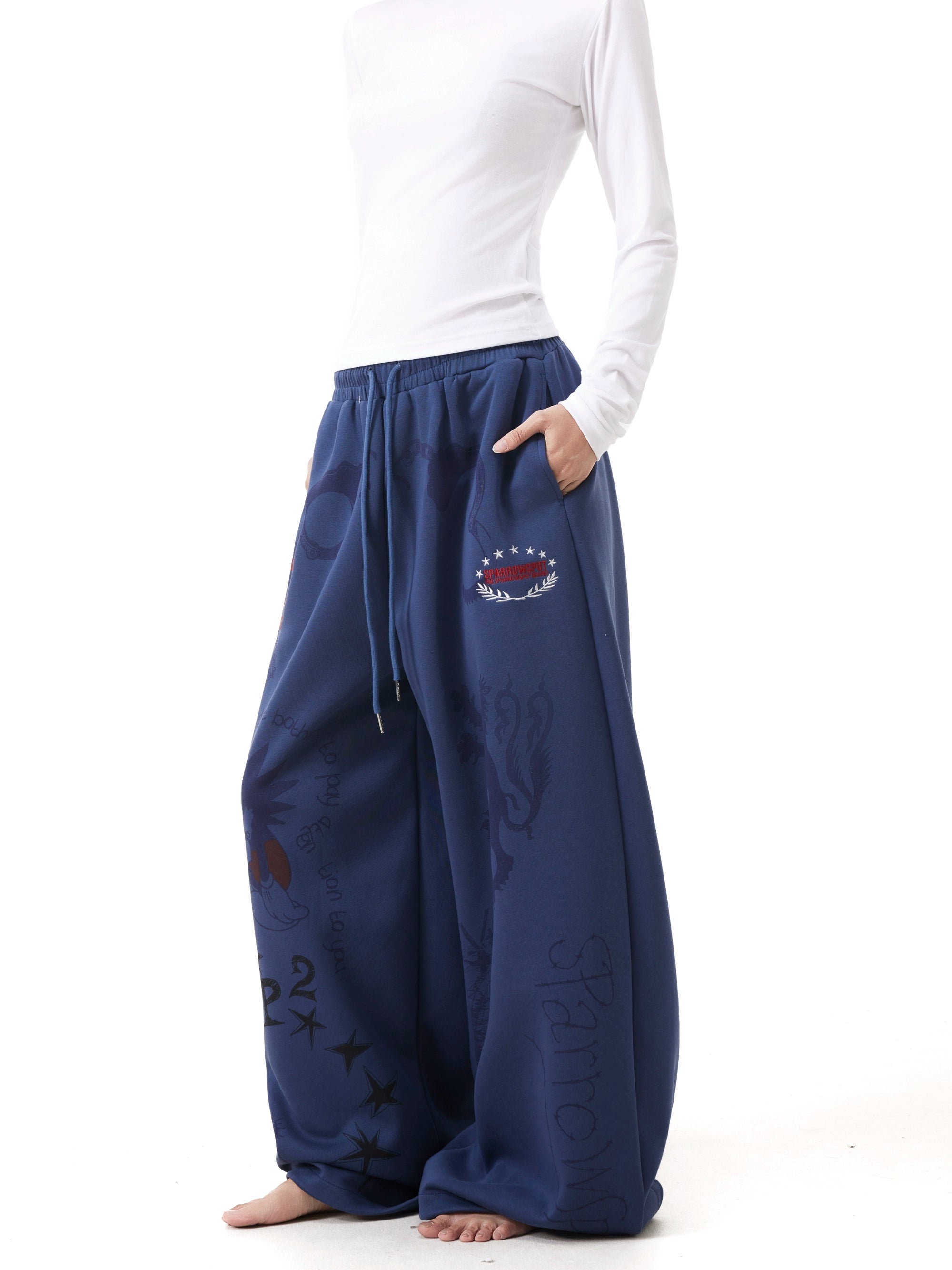 BTSG Vintage Graffiti Hand Painted Wide Leg Sweatpants