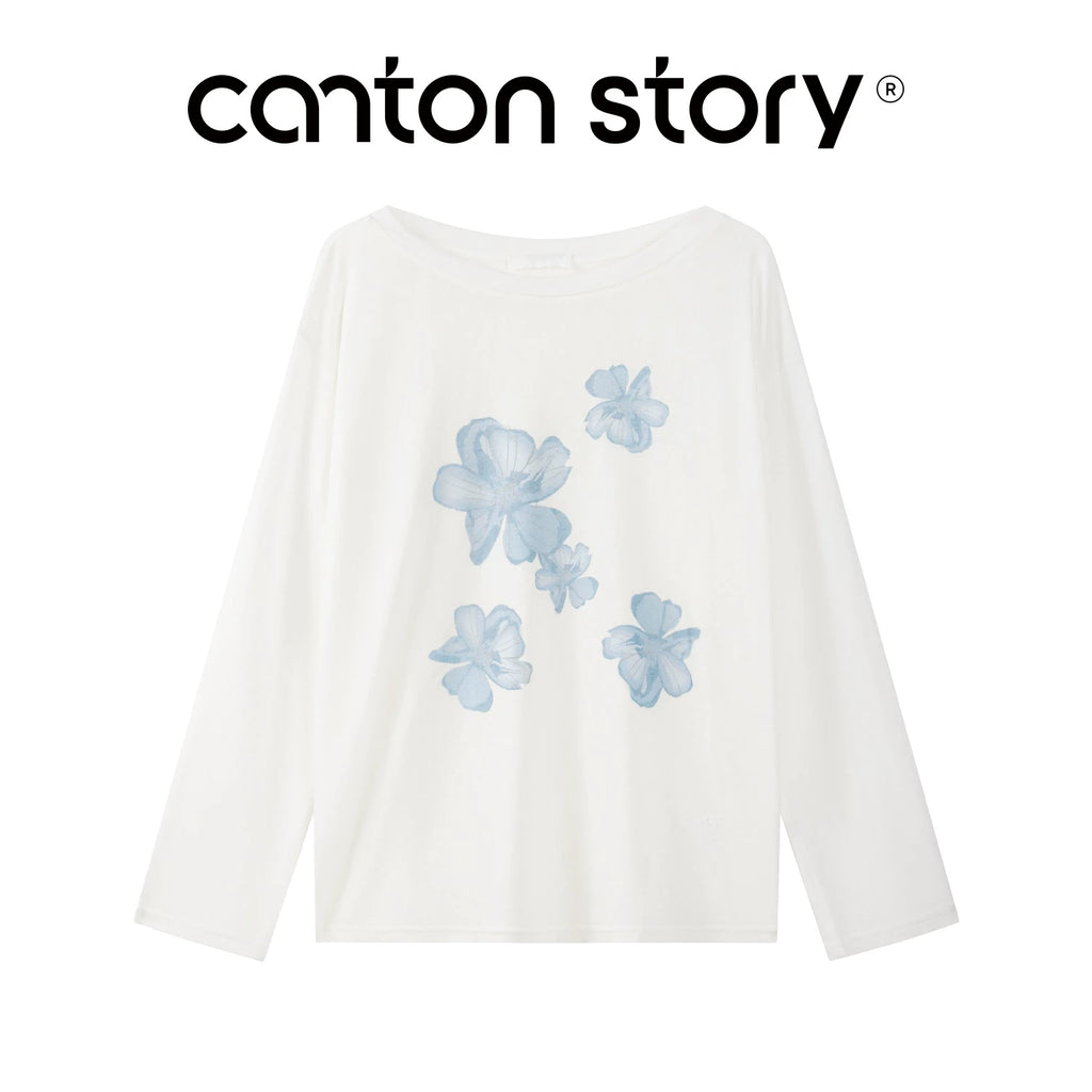 Cantonstory Lazy Crew Neck Thin Long Sleeve Skirt Set