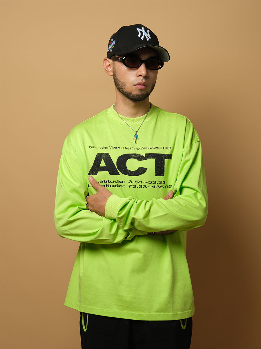 ComicTree C.t  multi-color action slogan long-sleeved Tee