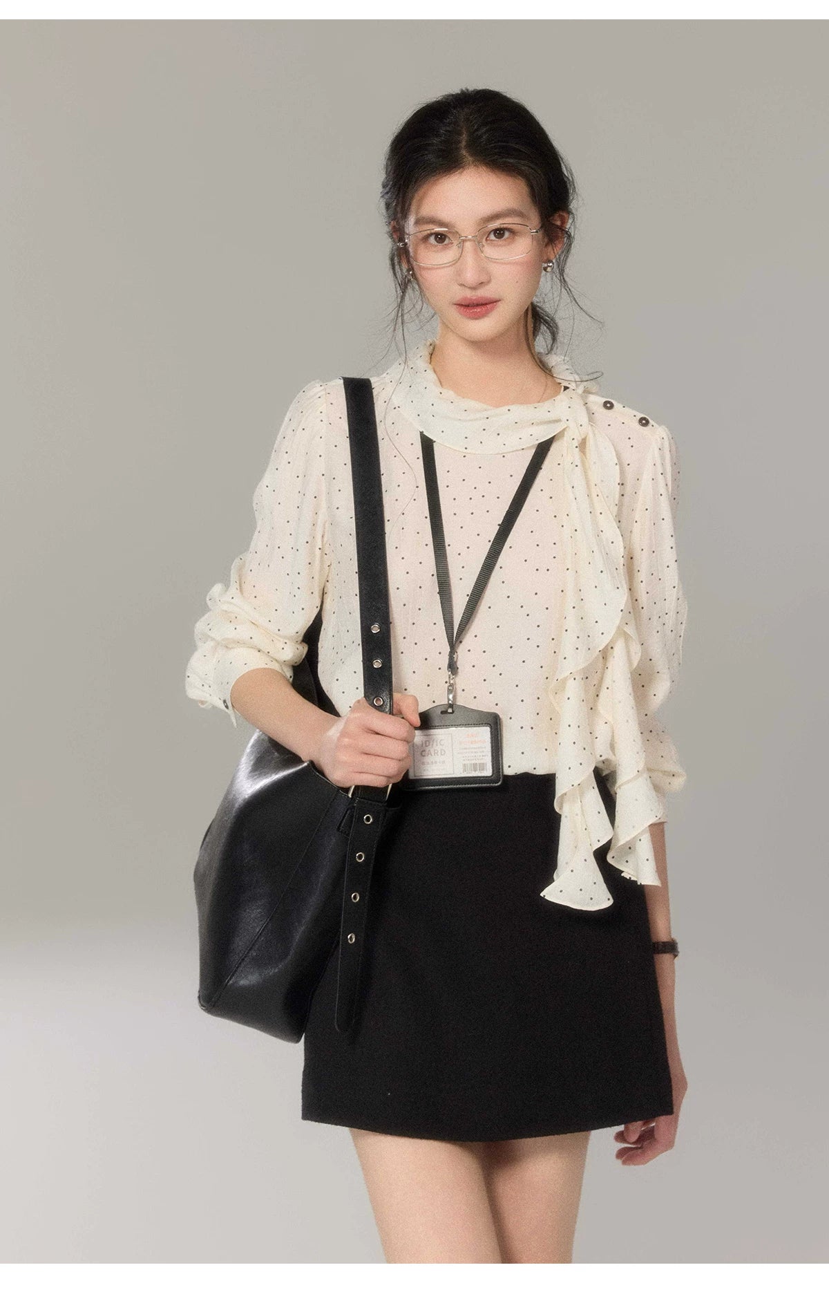 TYANG Polka Dot Fungus Edge Loose Streamer Shirt