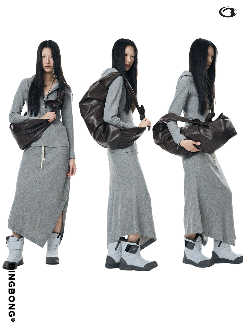 BINGBONG Simple Knotted Pleated Shoulder Messenger Bag