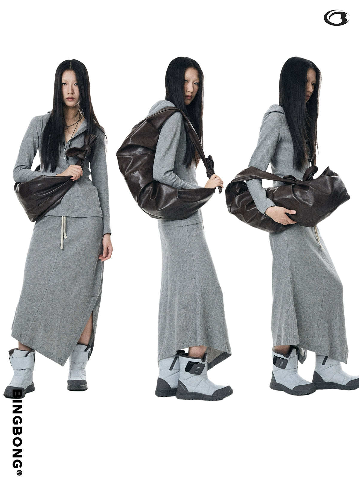 BINGBONG Simple Knotted Pleated Shoulder Messenger Bag