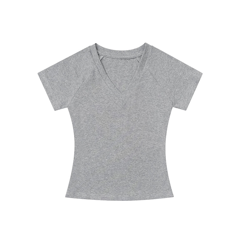 AIRHOOD Simple  Slim Low V Neck Tee