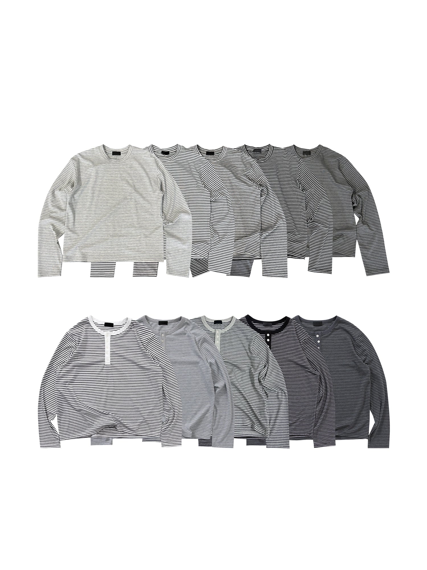 PLUS NO LOGO Casual Retro Crew Neck Striped Long Sleeve