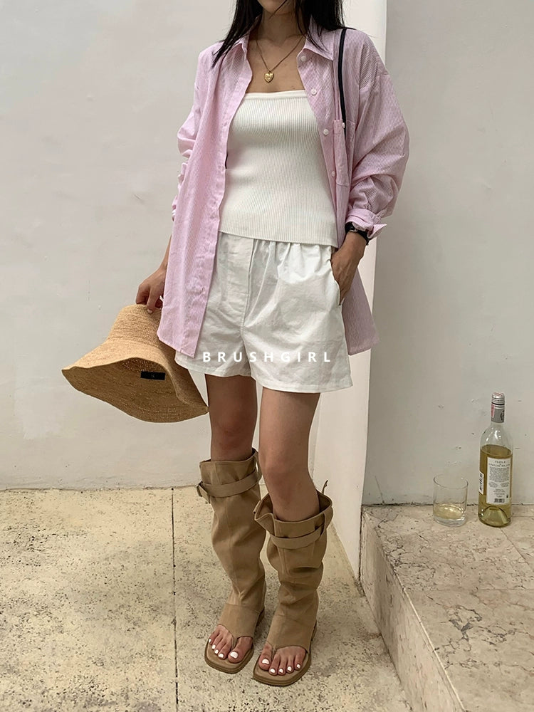 CHILIGIRL Open-toed Herringbone Cool Boots Two-wear Stacked Pants Tube Boots