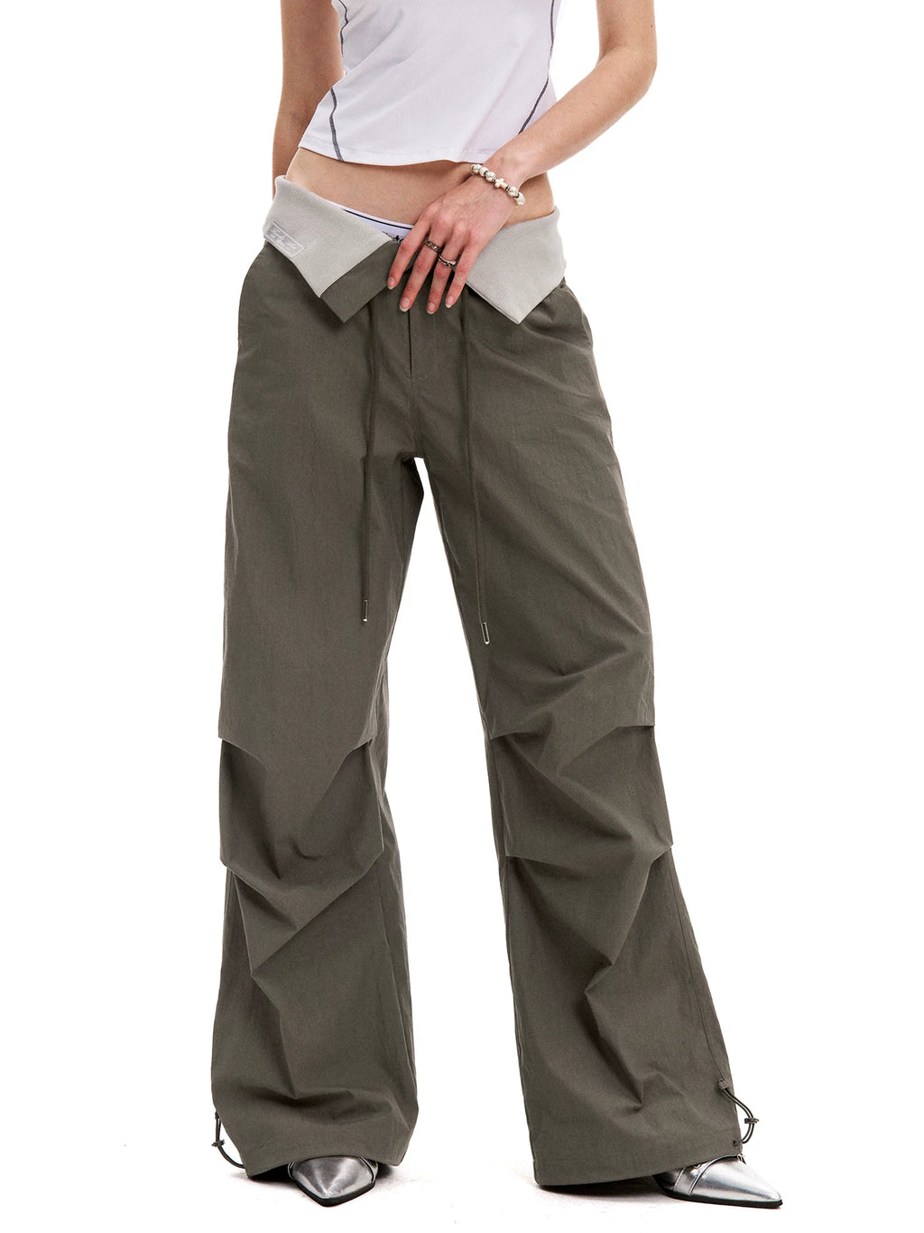 0123Start Vintage Flanged Drawstring Loose Overalls