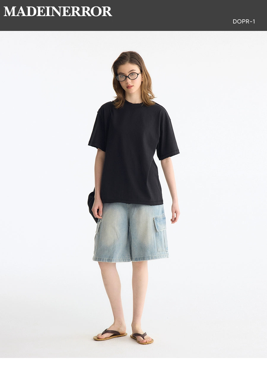 Madeinerror American Wash Loose Wide-Leg Cropped Pants