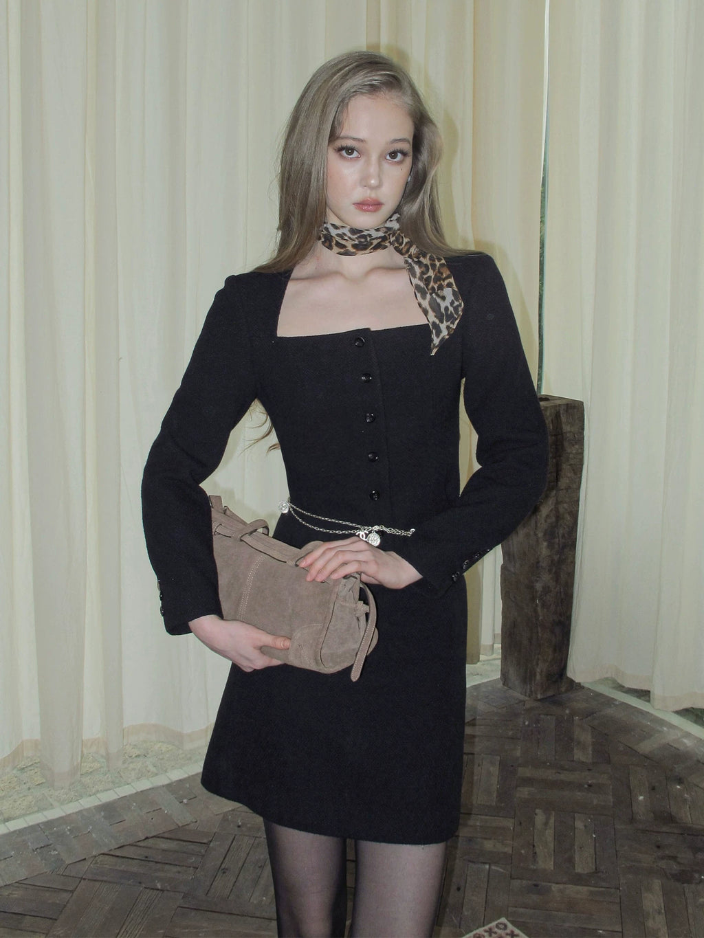 FINDYAWINGS Temperament Square Collar Small Fragrant Skirt Set