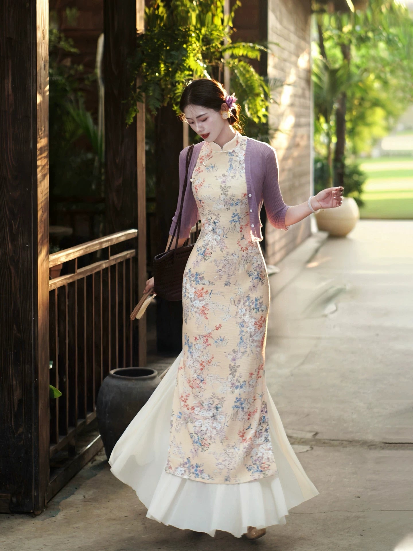 ZIHE Floral Sleeveless Slim-fit Dress
