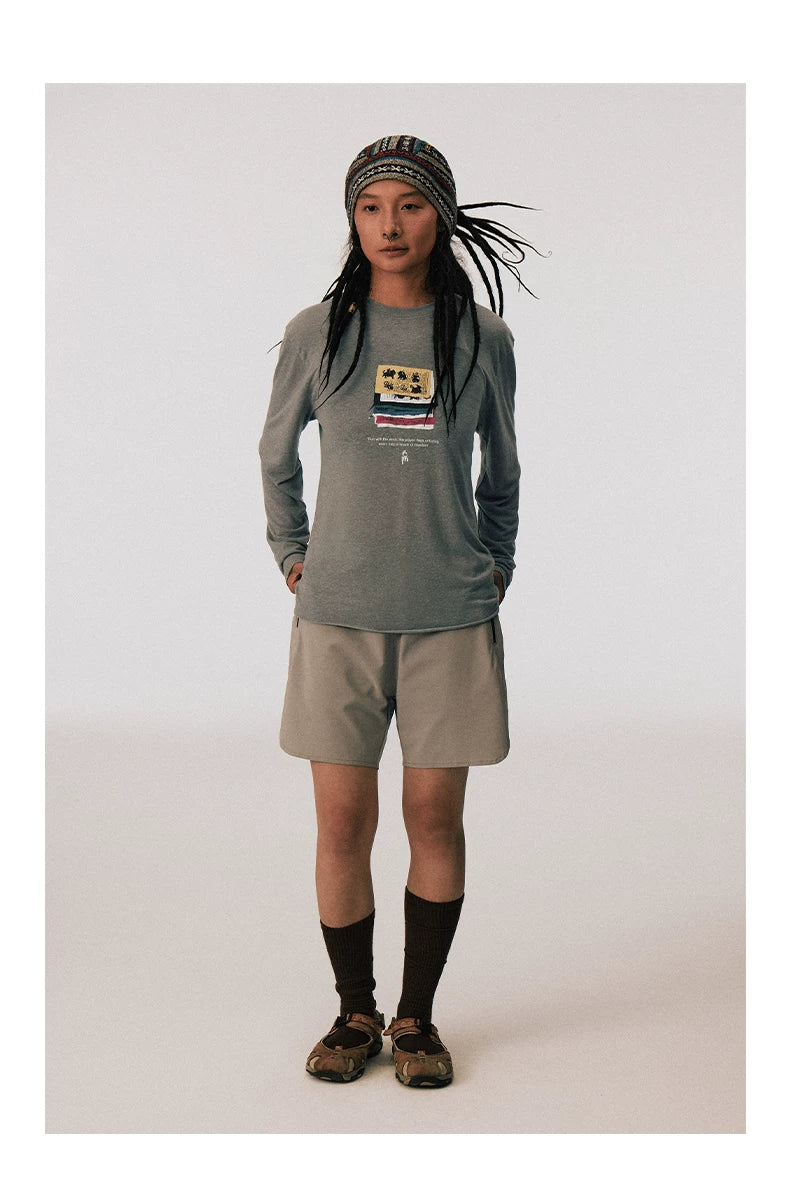 CONP Snow Prayer Flags Do Old Round Neck Long Sleeves
