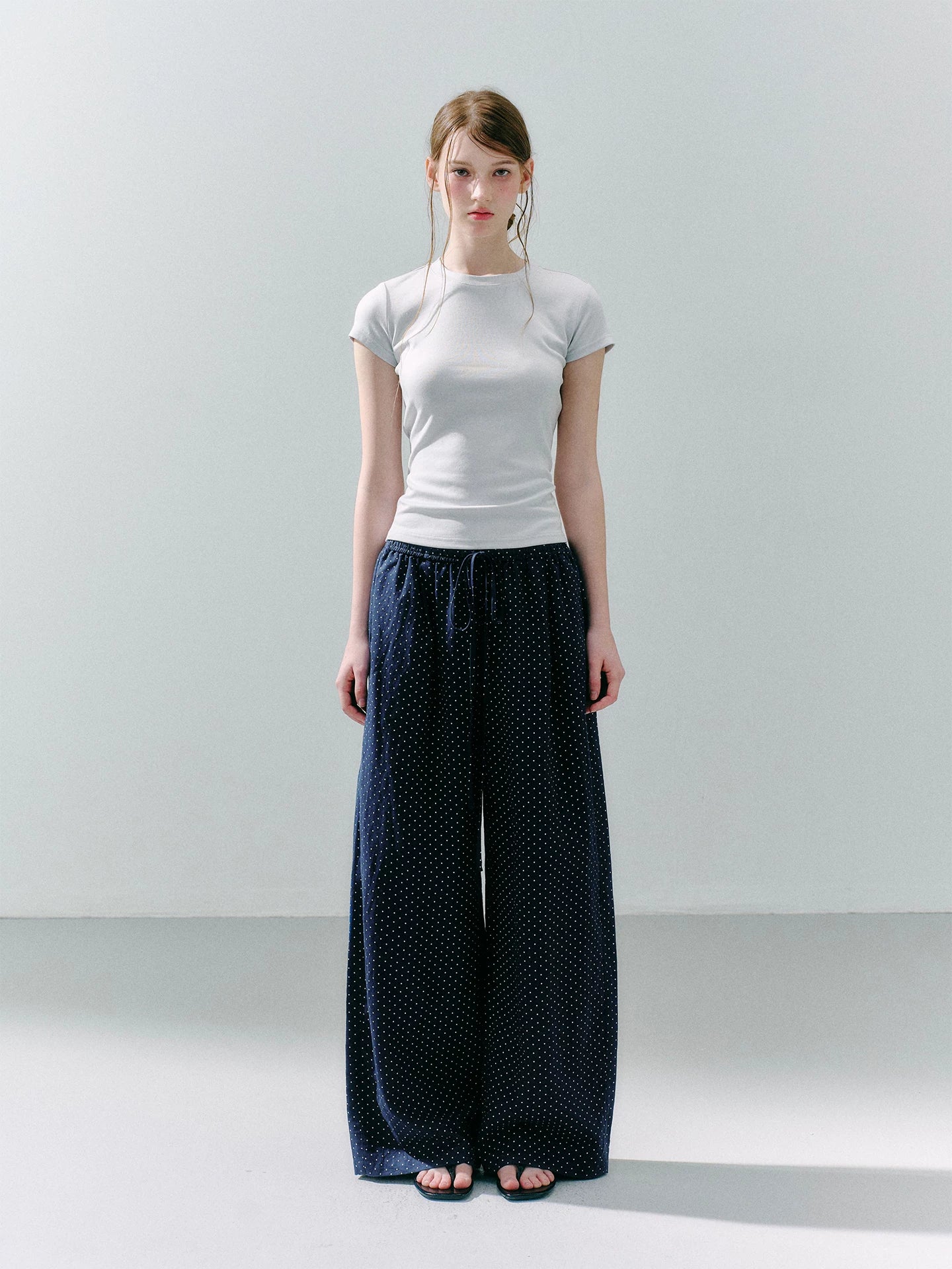 LOST FOREST Comfortable Versatile Polka Dot Print Wide Leg Pants