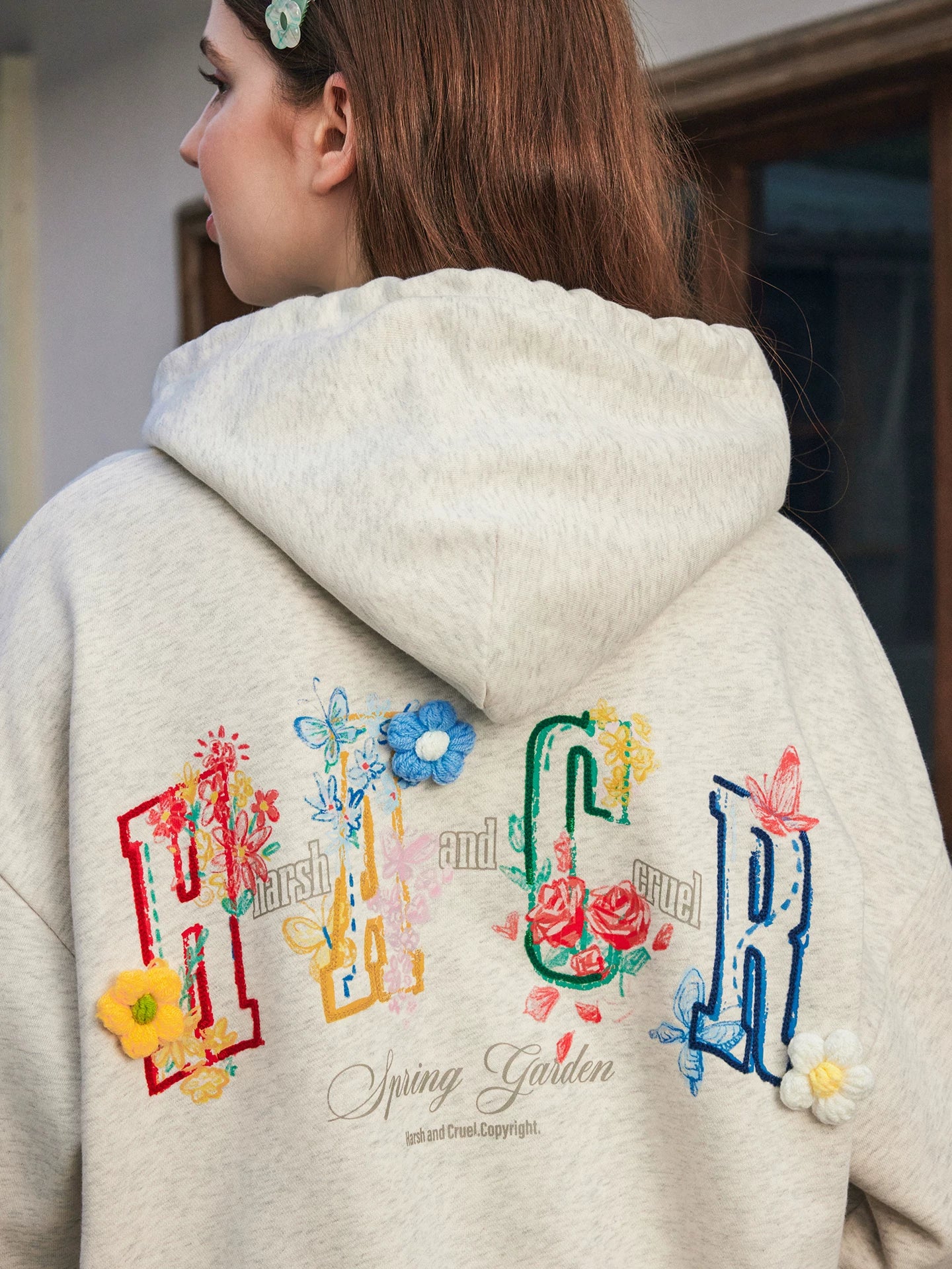 HACR Wool Flower Embroidered Hooded Sweater