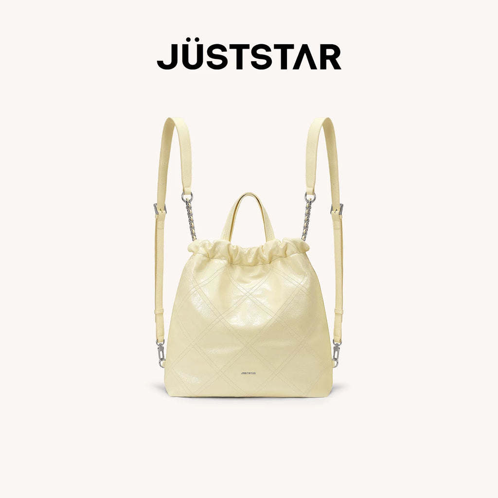 JUST STAR Rhombus Dual-purpose Double Shoulder Large-capacity Tote Bag