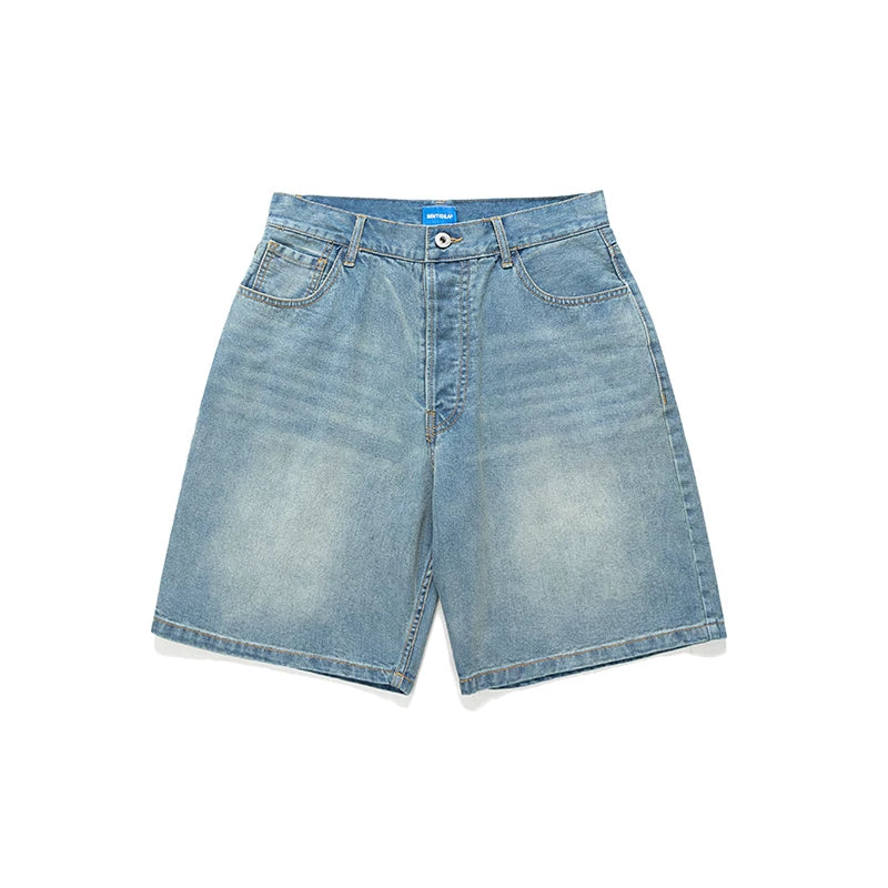 BENT IDEA Retro Cat Whiskers Frayed Denim Shorts