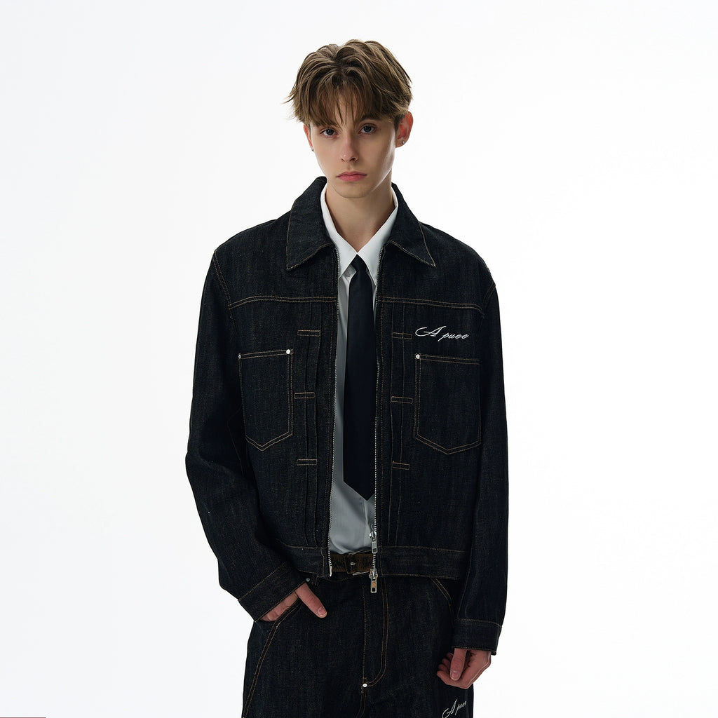 A PUEE Retro Silhouette Denim Jacket Set