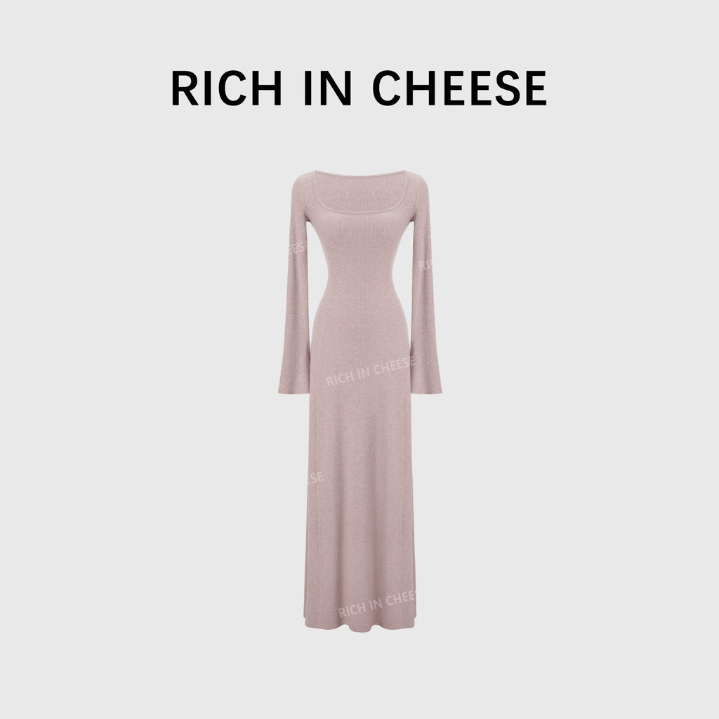 RICH IN CHEESE Knitted Waist Slim Dress