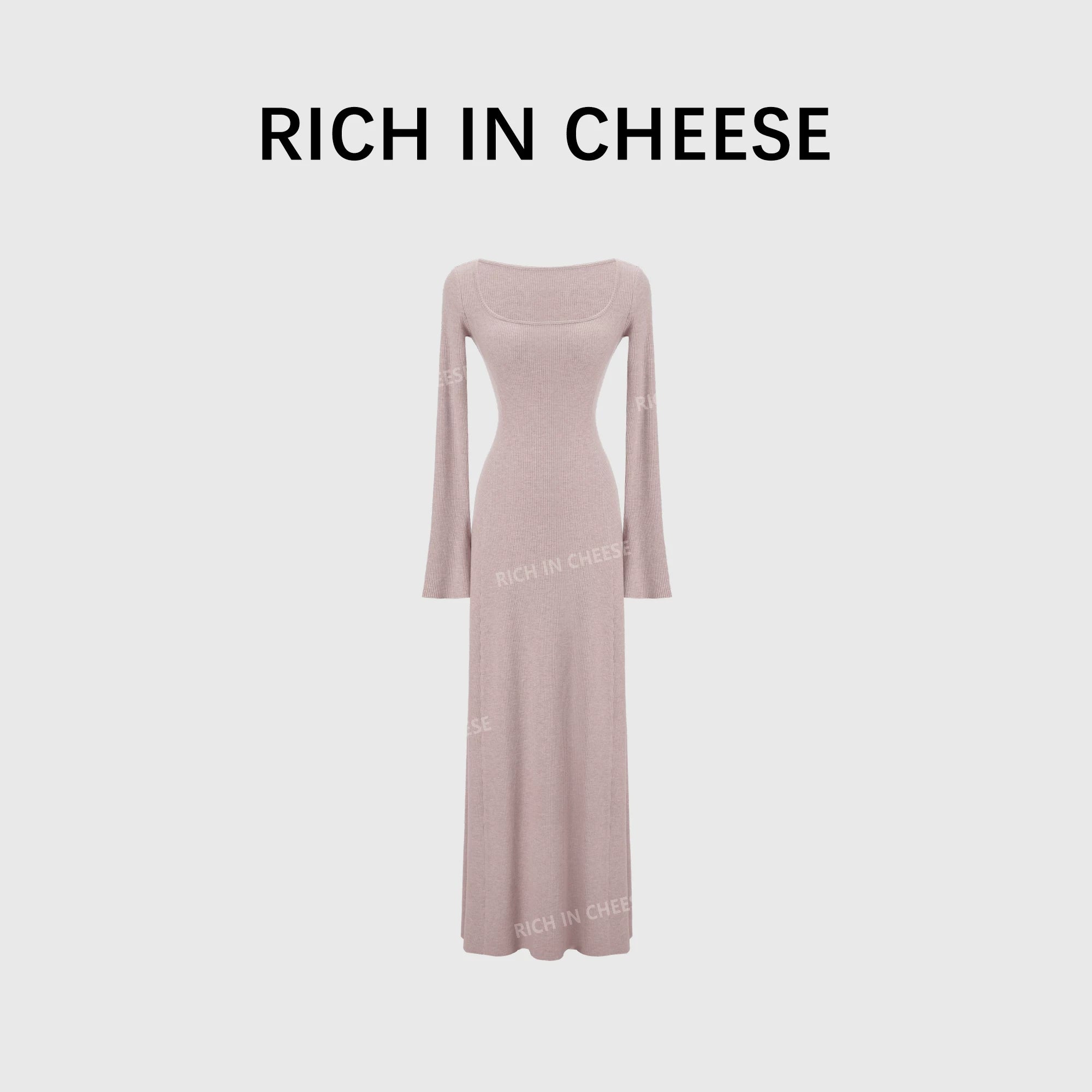 RICH IN CHEESE Knitted Waist Slim Dress