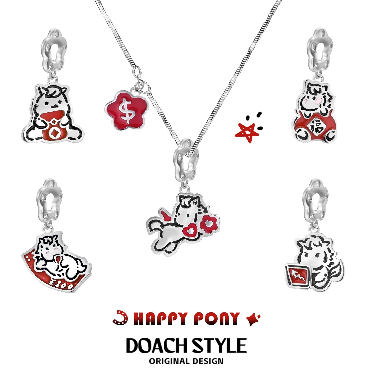 DOACH Pony Sweet Cool Pendant Exchangeable Clavicle Chain Necklace