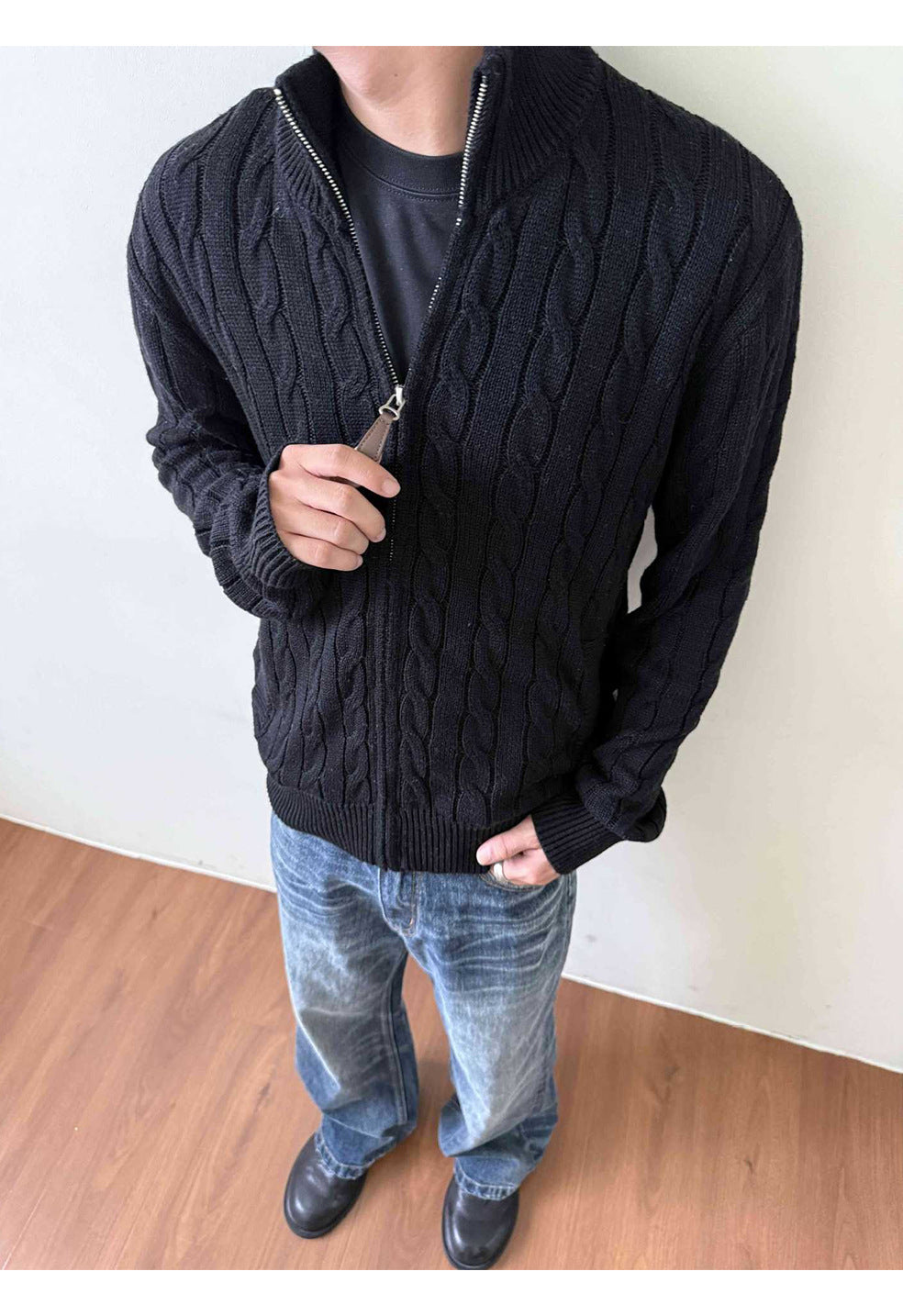 MADEEXTREME Casual Stand-up Neck Knitted Sweater Cardigan