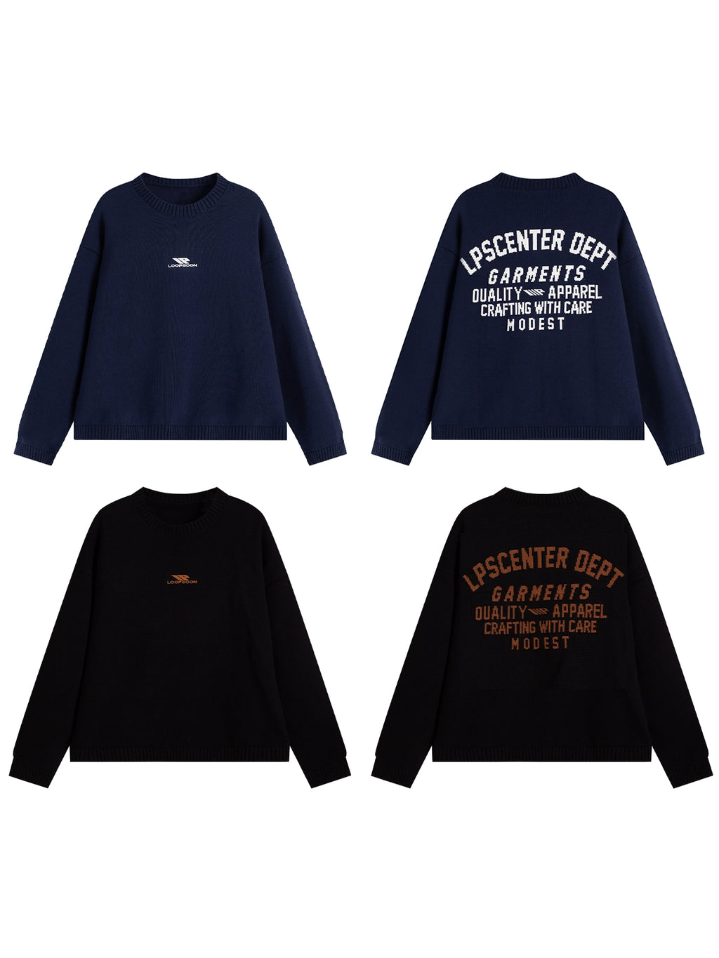 Loopsoon Back Jacquard Vintage Loose Casual Knitwear