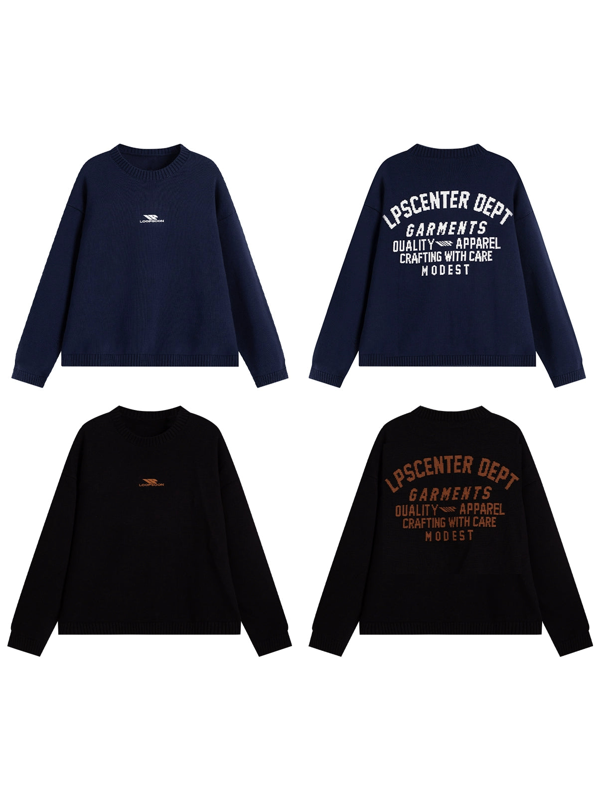 Loopsoon Back Jacquard Vintage Loose Casual Knitwear