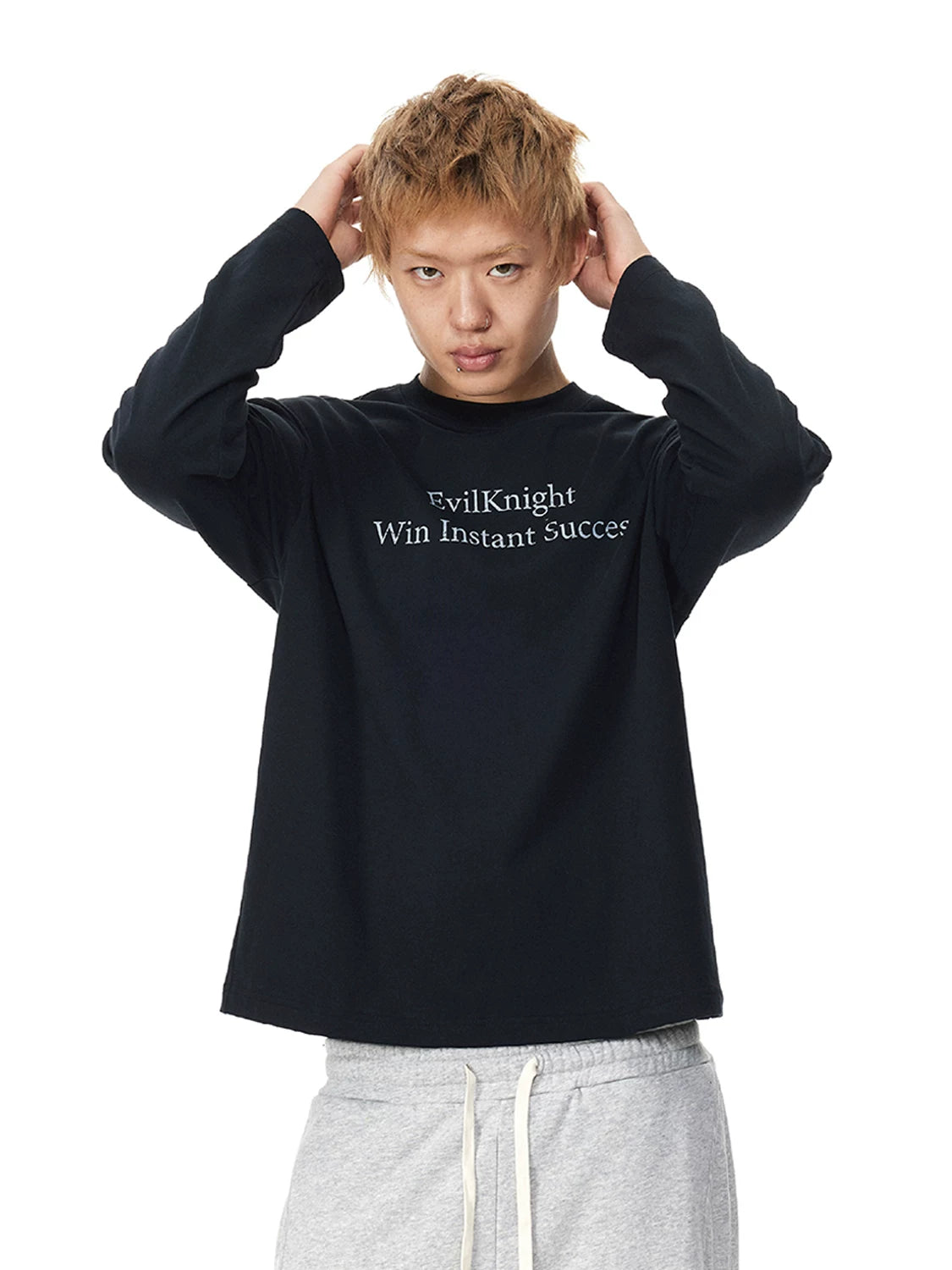 EK Vintage English Loose Casual Crew Neck Long Sleeve