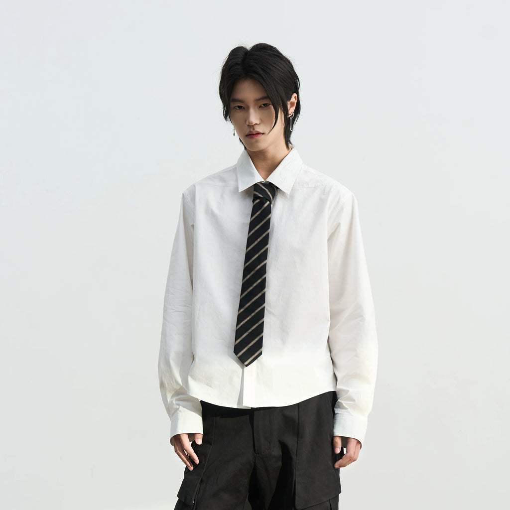 SOUTHFISH Music Note Embroidered Square Collar Shirt