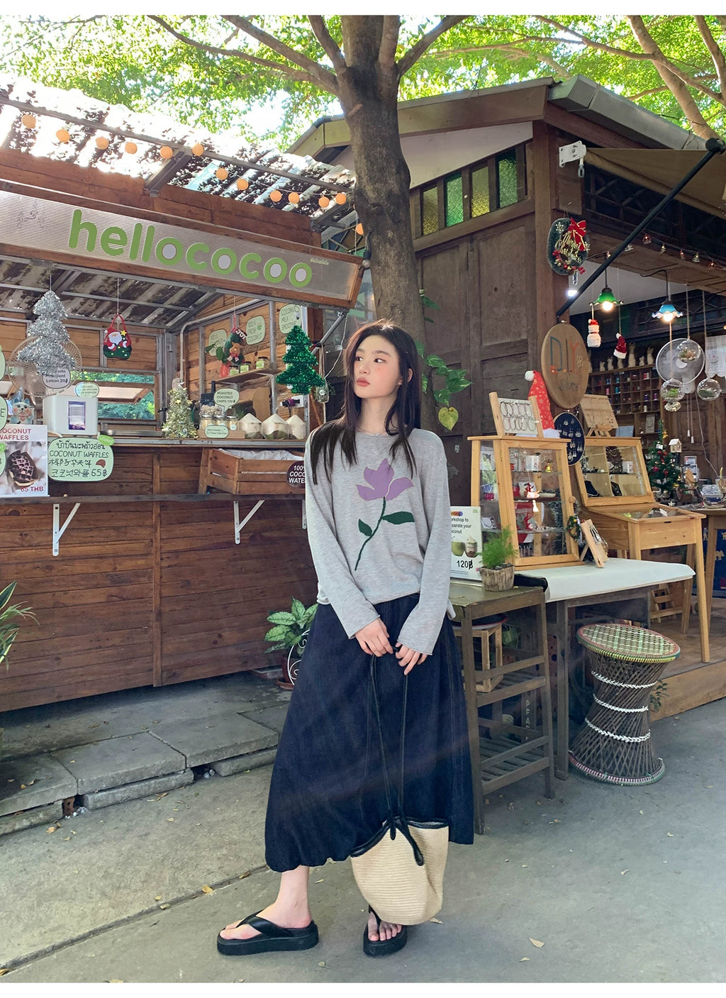 KANO High Waist Casual Denim Skirt