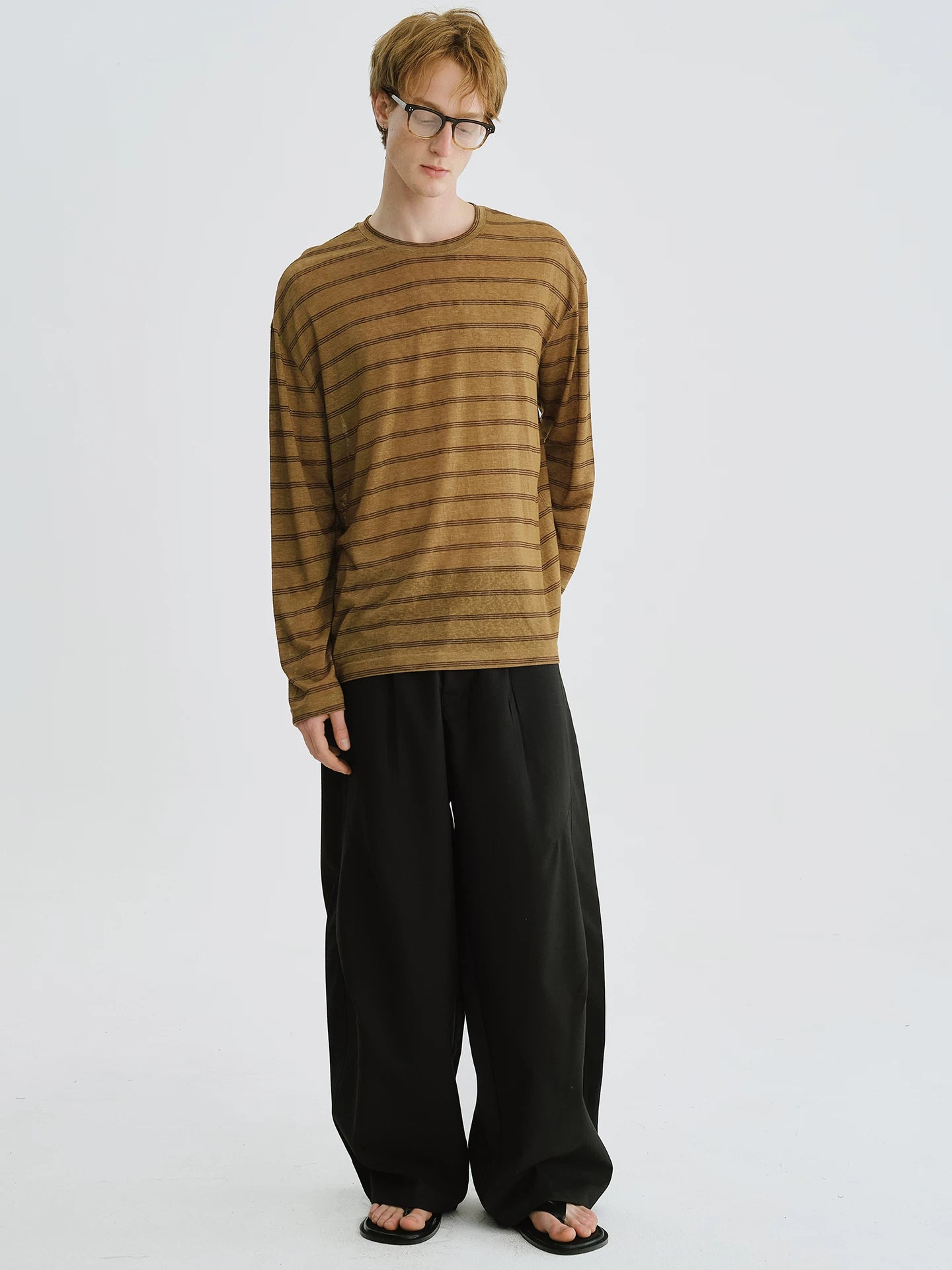 LIVINGTOWN Vintage Simple Casual Loose Striped Long Sleeve