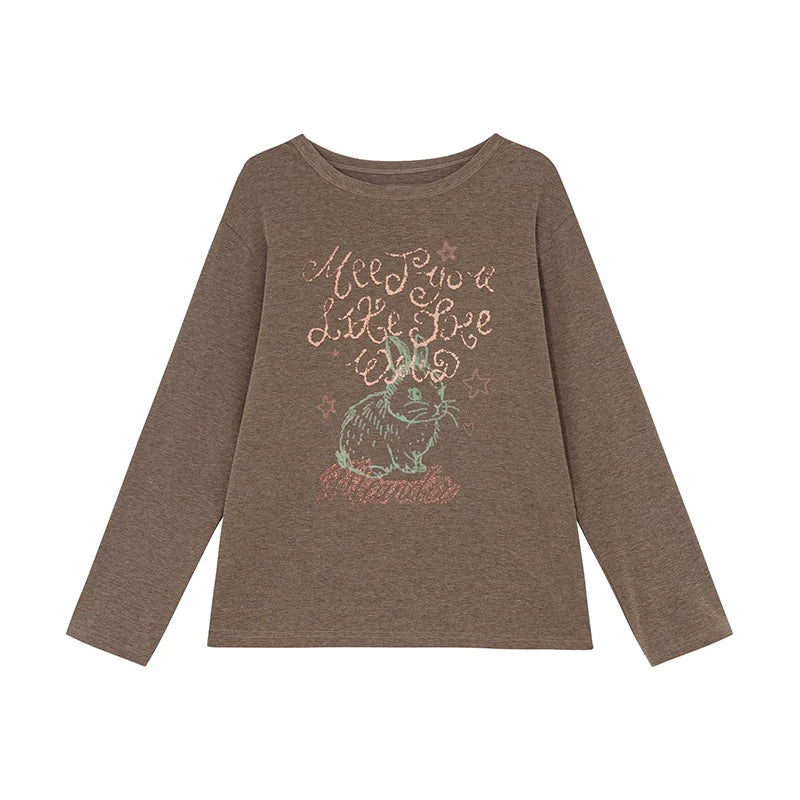 Kano Lazy Soft Waxy Rabbit Print Long Sleeve