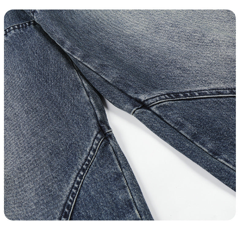 11KN Retro Loose Deconstruction Splicing Straight Jeans