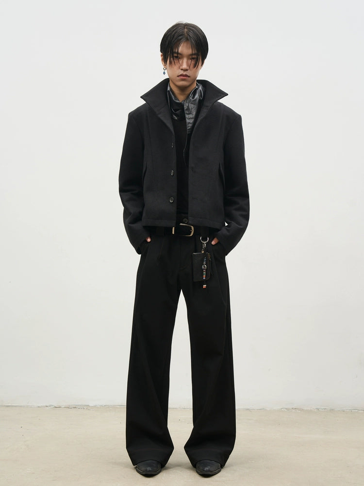 SOUTHFISH Vintage Stand-up Collar Tweed Short Jacket