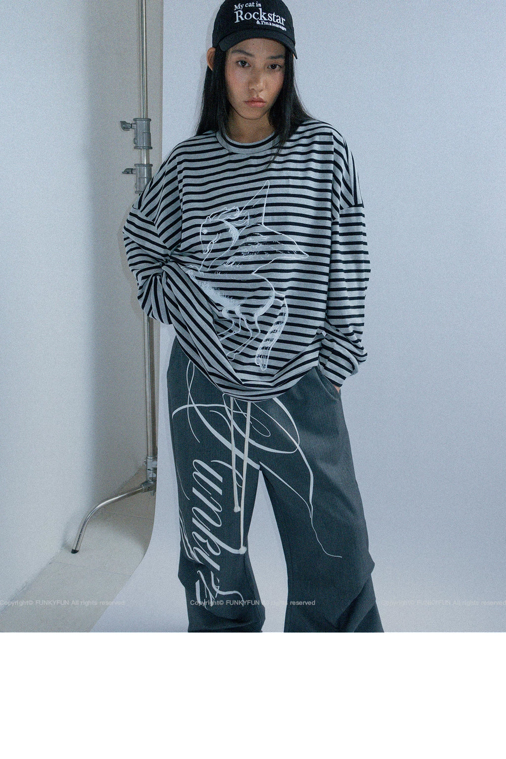 FUNKYFUN Wide-leg Graffiti Suit Pants