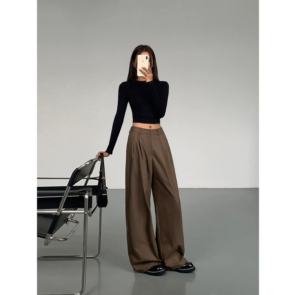 Ousph High Waist Loose Versatile Mopping Casual Pants
