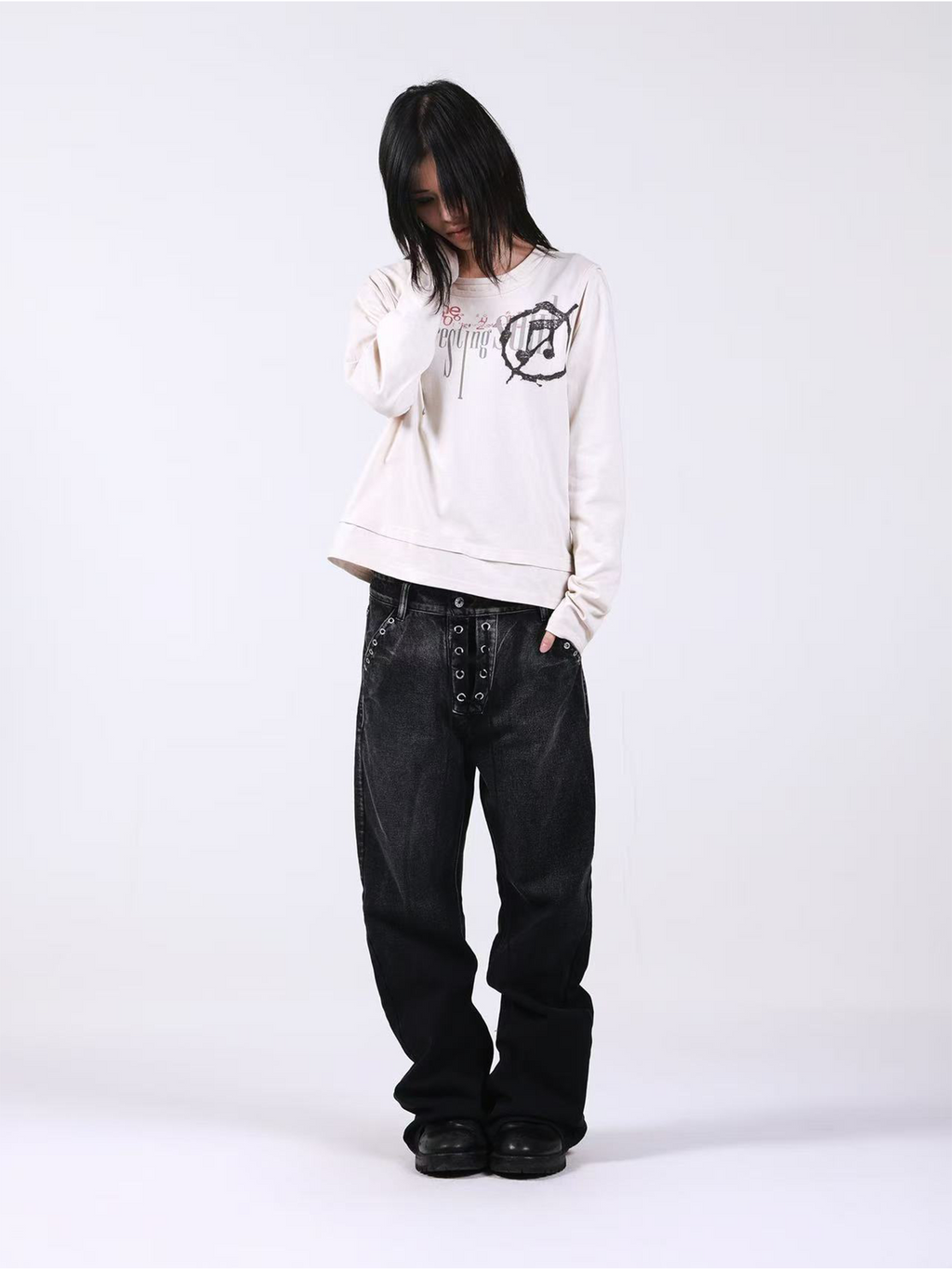DETW Double Fake Two Front Shoulder Long Sleeves