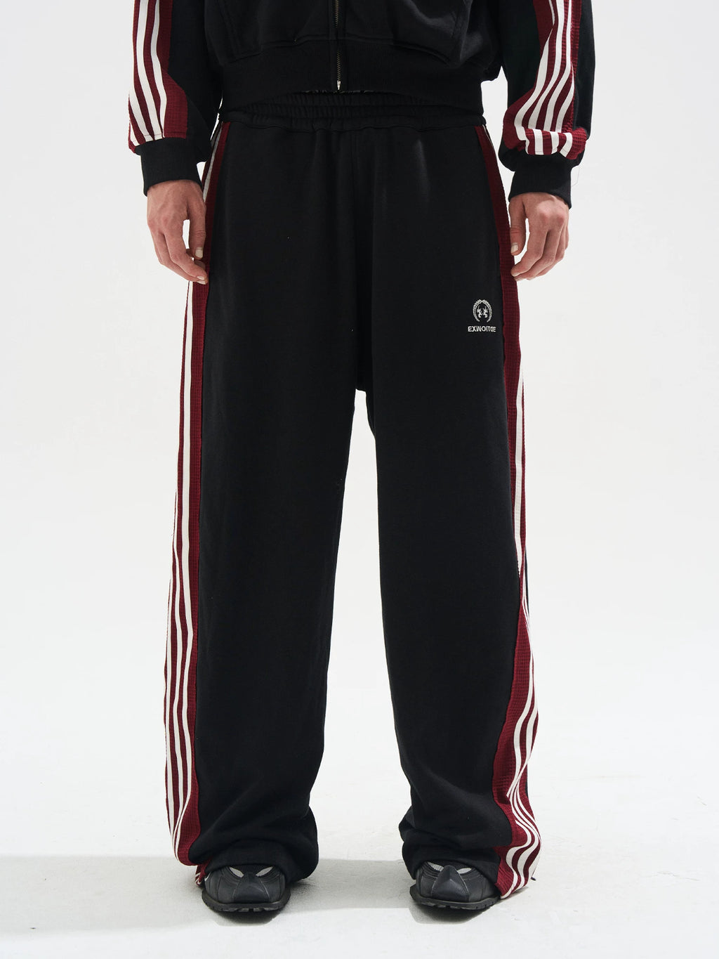 BLINDNOPLAN Rough-trimmed Striped Contrasting Sweatpants