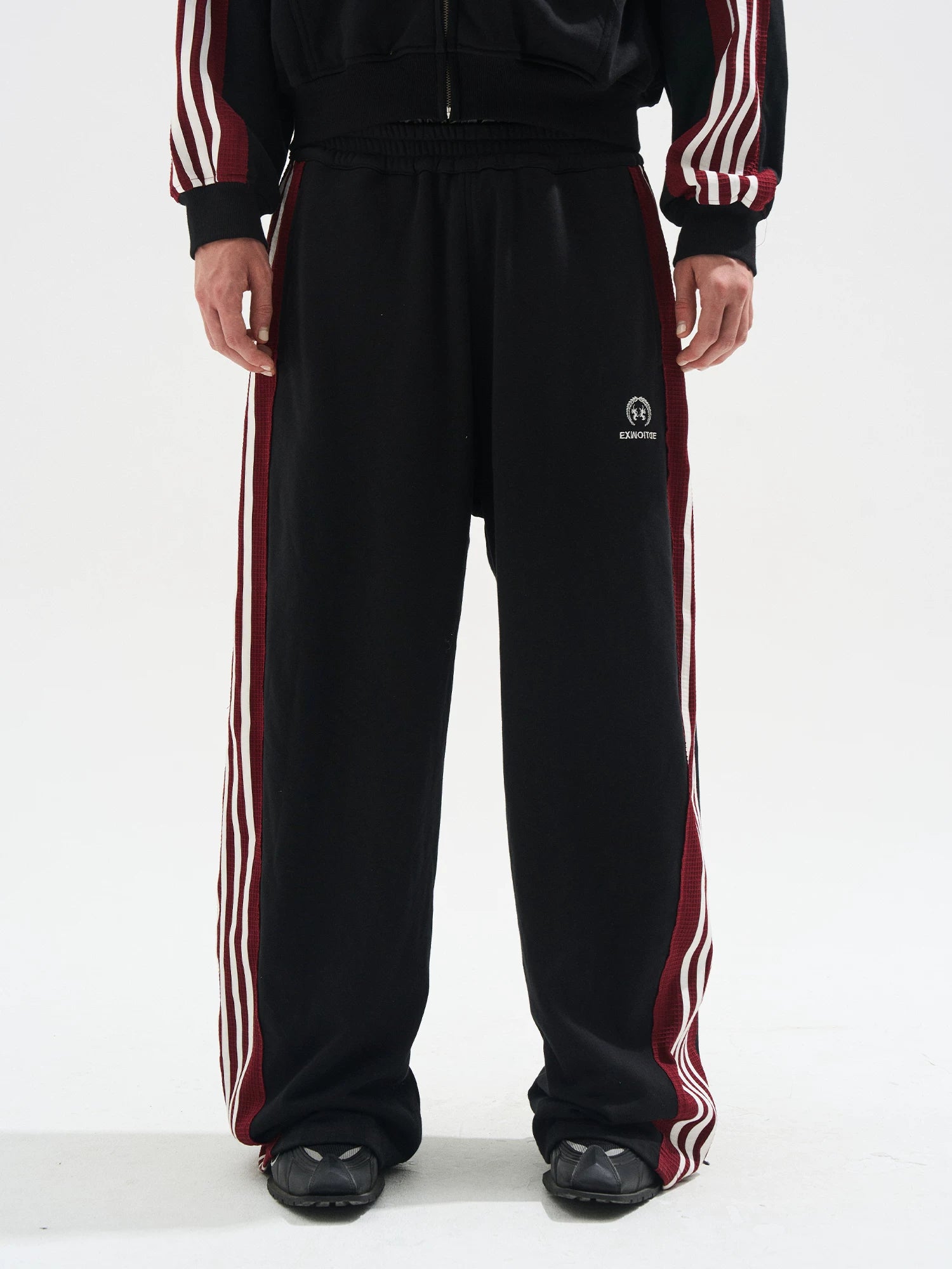 BLINDNOPLAN Rough-trimmed Striped Contrasting Sweatpants