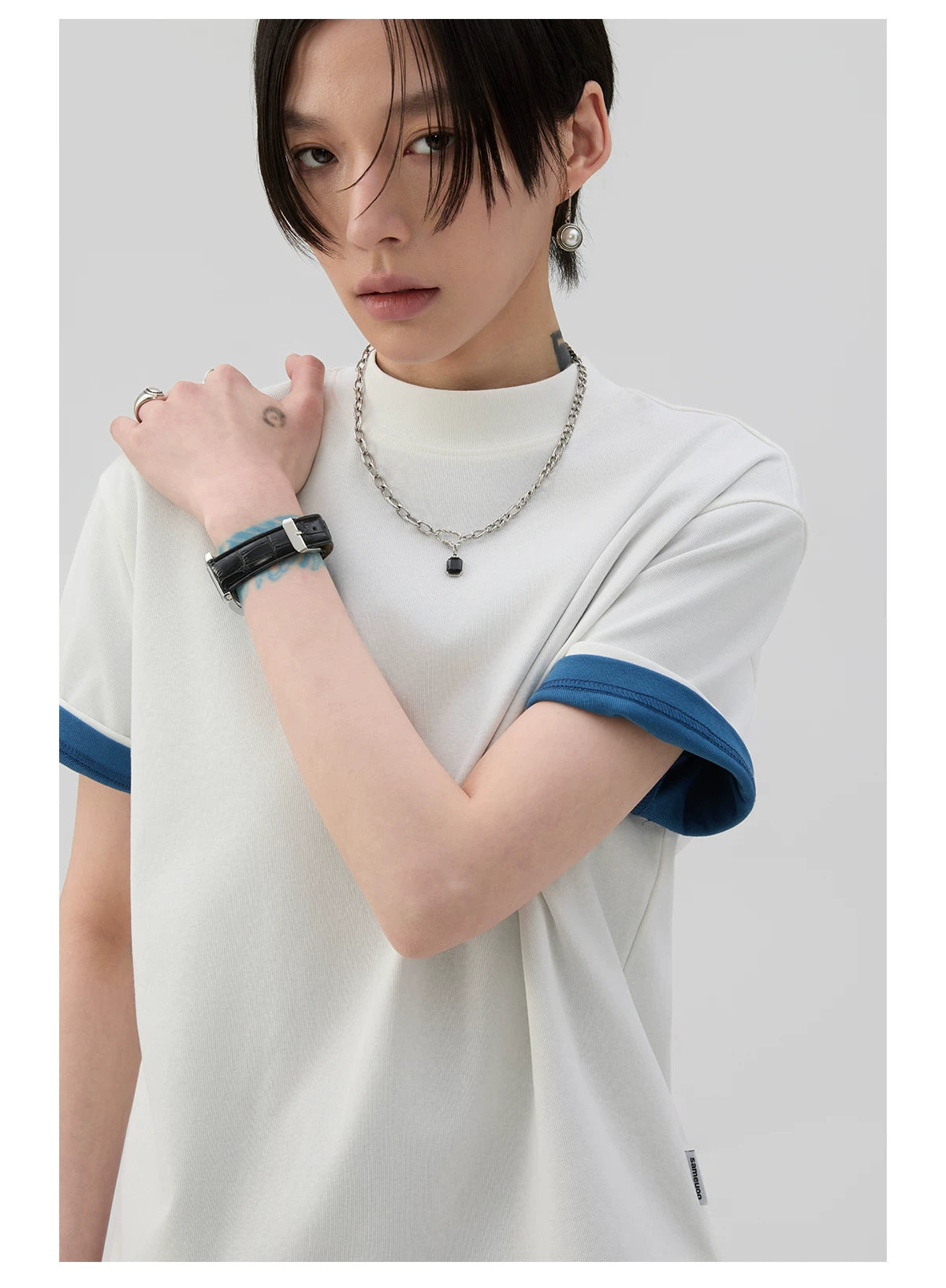 Sameuoo Small Turtleneck Simple Versatile Tee