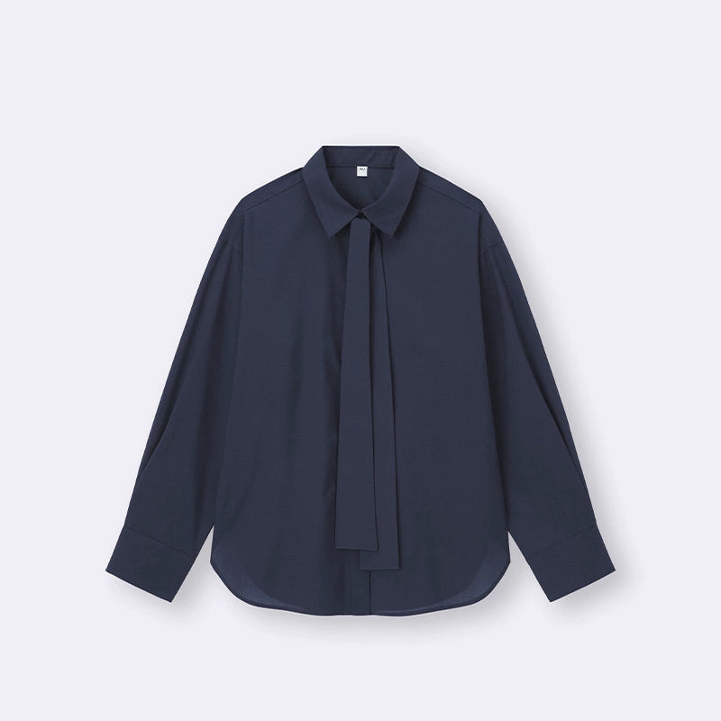 GU Fashion Casual Lace-Up Shirt Long Sleeve