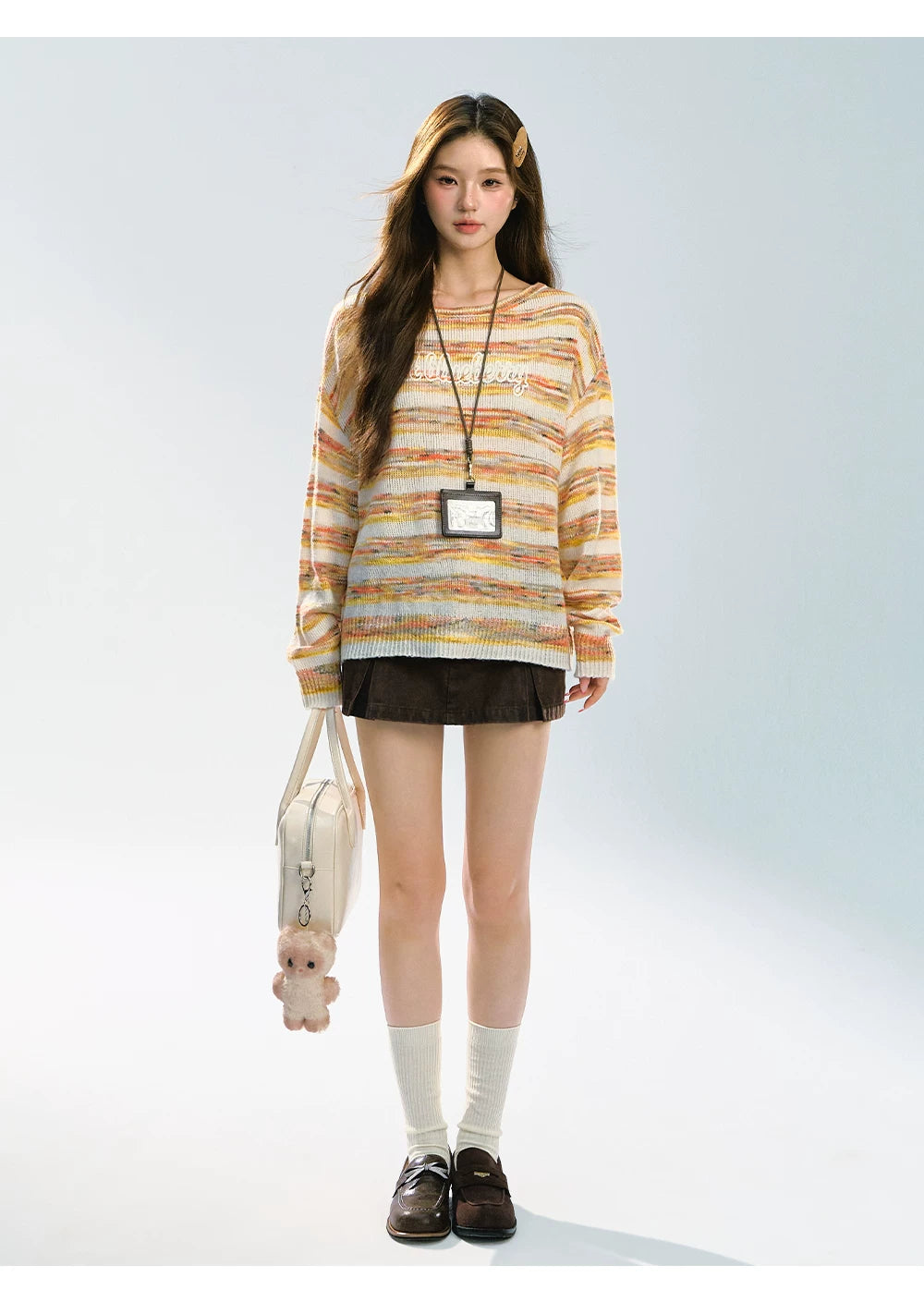 Ablueberry Gradual Change Contrasting Striped Sweater